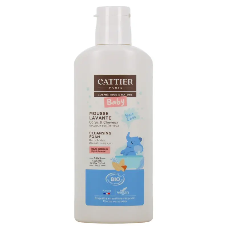Cattier Bebe Hypoallergenic Cleansing Mousse for Hair and Body Organic 150ml
