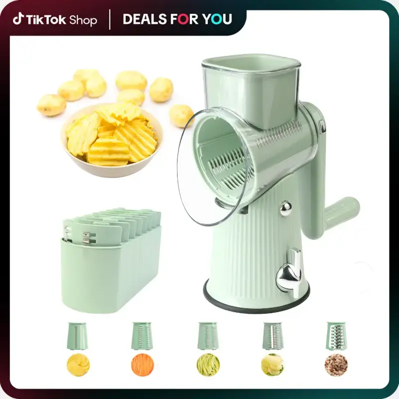 5 in 1 Cheese Grater, Heavy Duty Suction Base, Ergonomic Handle, Multi-Use Vegetables Nuts Shredder, kitchen gadgets, Easy Cl...