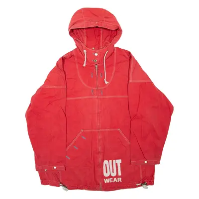 OUTERWEAR Mens Jacket Red Hooded L