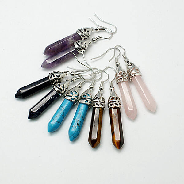 Fashion Natural & Synthetic Gemstone Dangle Earrings