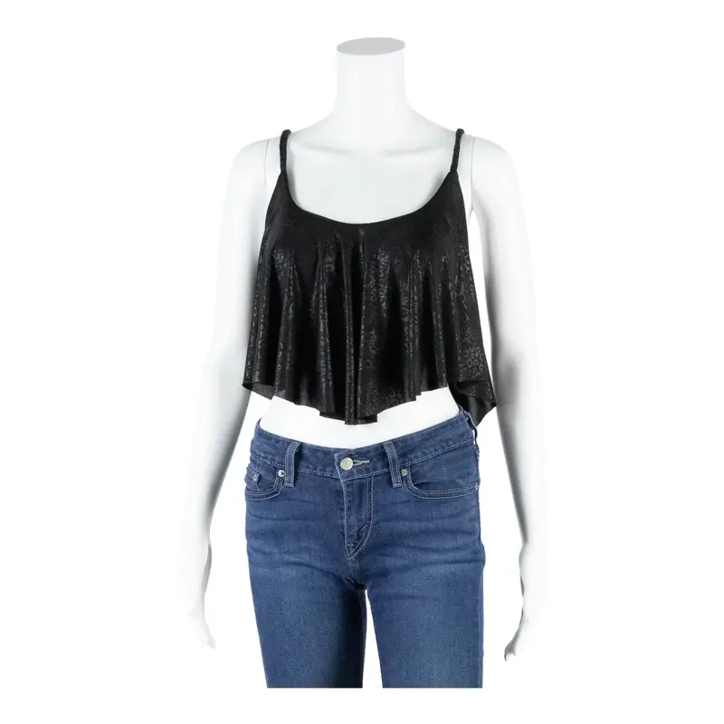 BELIEVE ME Y2K Leopard Print Cropped Top Black Sleeveless Womens S