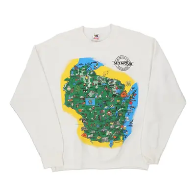 Fruit Of The Loom Graphic Sweatshirt - Large White Cotton