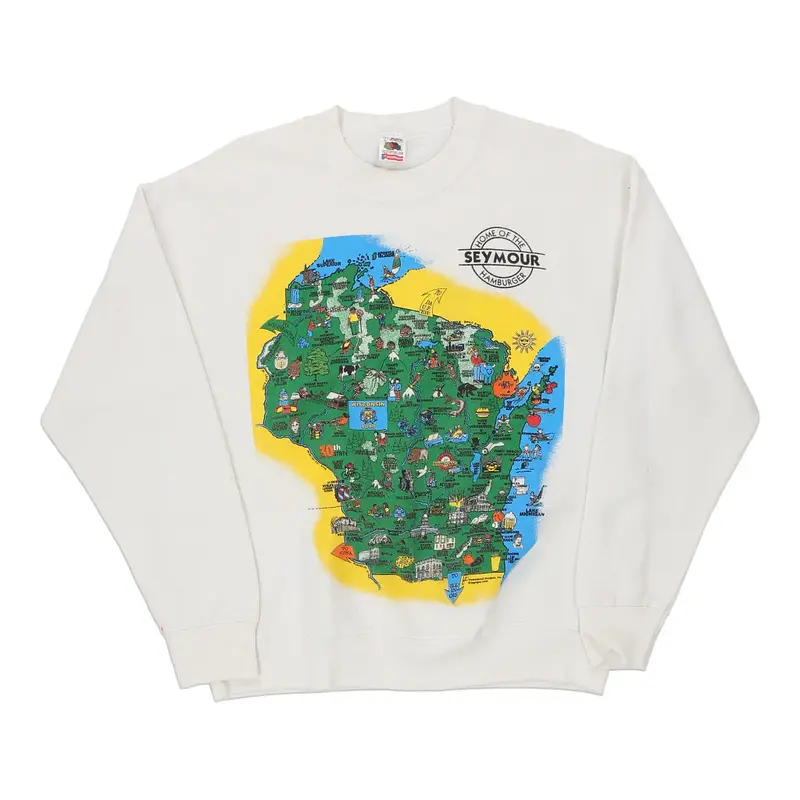 Fruit Of The Loom Graphic Sweatshirt - Large White Cotton
