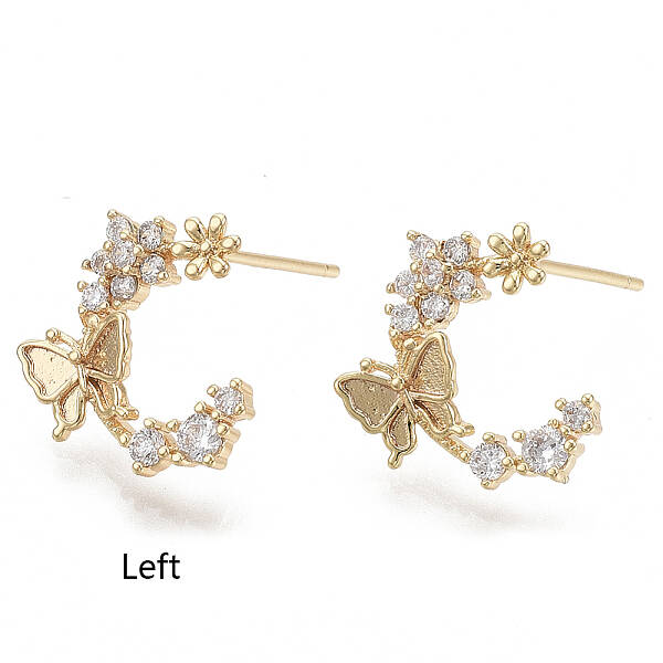 Brass Micro Pave Clear Cubic Zirconia Stud Earring Findings