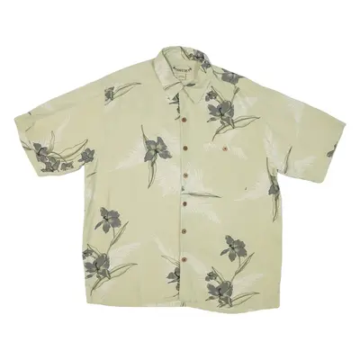 PARADISE COVE Mens Hawaiian Shirt Green Floral L