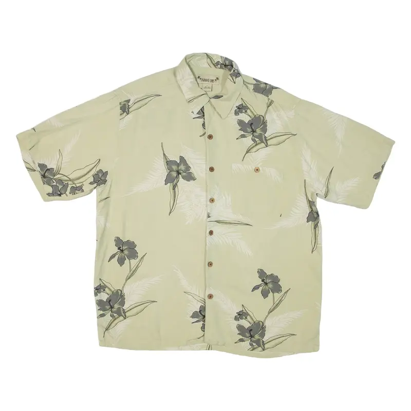 PARADISE COVE Mens Hawaiian Shirt Green Floral L