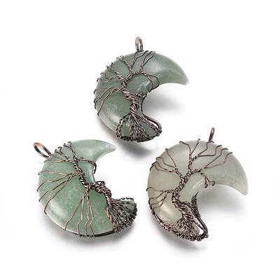 Natural Green Aventurine Tree of Life Wire Wrapped Pendants