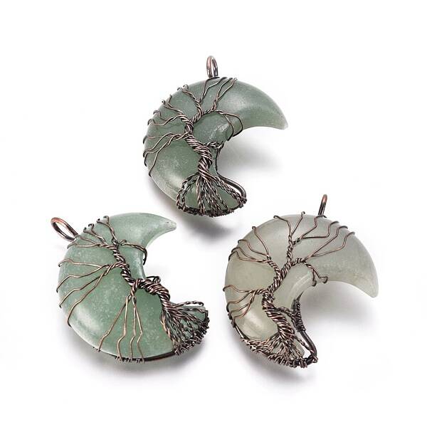 Natural Green Aventurine Tree of Life Wire Wrapped Pendants