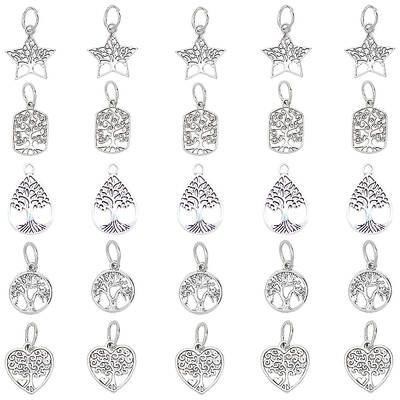 25pcs 5 Style Tibetan Style Alloy Pendants Tibetan Alloy Beads Charms for DIY Bracelet Necklace Jewelry Making