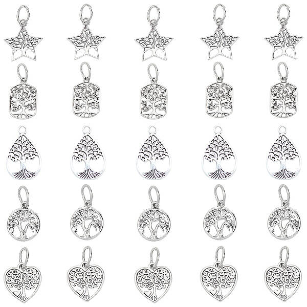 25pcs 5 Style Tibetan Style Alloy Pendants Tibetan Alloy Beads Charms for DIY Bracelet Necklace Jewelry Making