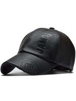 Summer Trendy Cool Pu Leather Letter Print Texture Baseball Cap Hats, Men Outdoor Adjustable Casual Sun Protection Sports ...