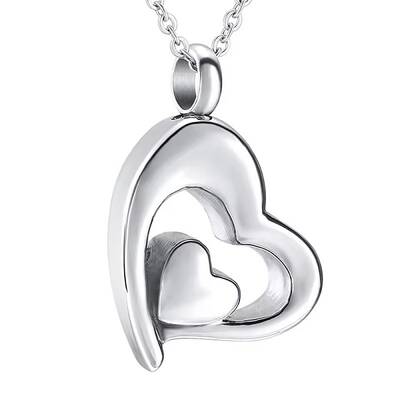 Stainless Steel Heart Pendant Urn Ashes Necklaces
