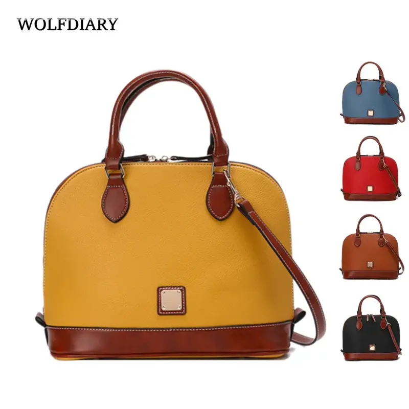 Women's Vintage Large Capacity Dome Bag - Elegant Handbag, with Detachable Shoulder Strap, Red/Black, Classic Vintage Style, ...