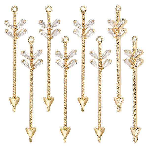 Beebeecraft 1 Box 8Pcs Arrow Connector Charm 18K Gold Plated Cubic Zirconia Arrowhead for DIY Bracelet Necklace Jewelry Makin...