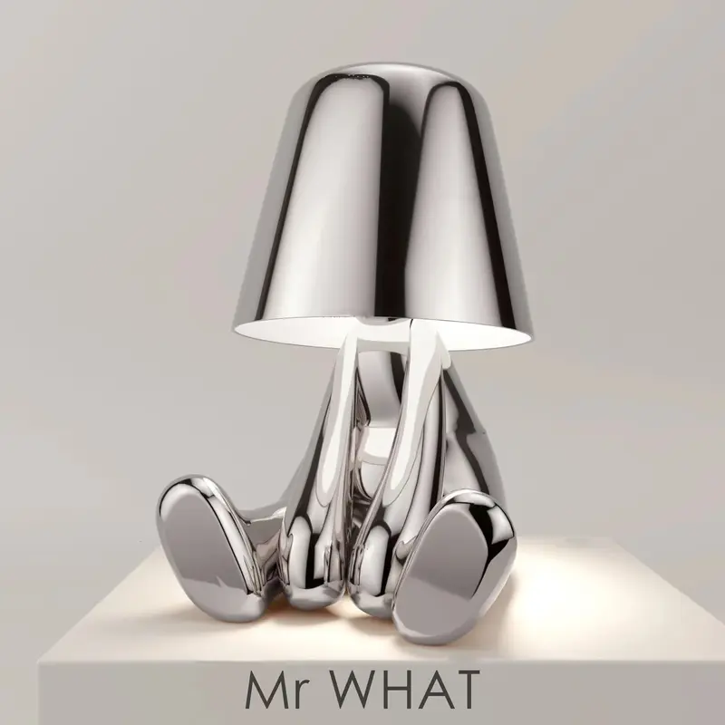Thinker Small Gold Statue Desk Lamp USB Charging Decorative Table Lamp Touch Atmosphere | format: 801 Silver