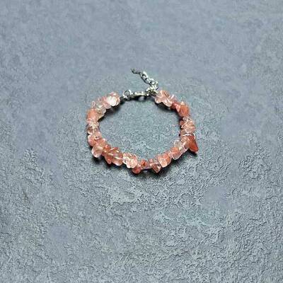 Cherry Quartz Glass Chip Beaded Bracelets for Women