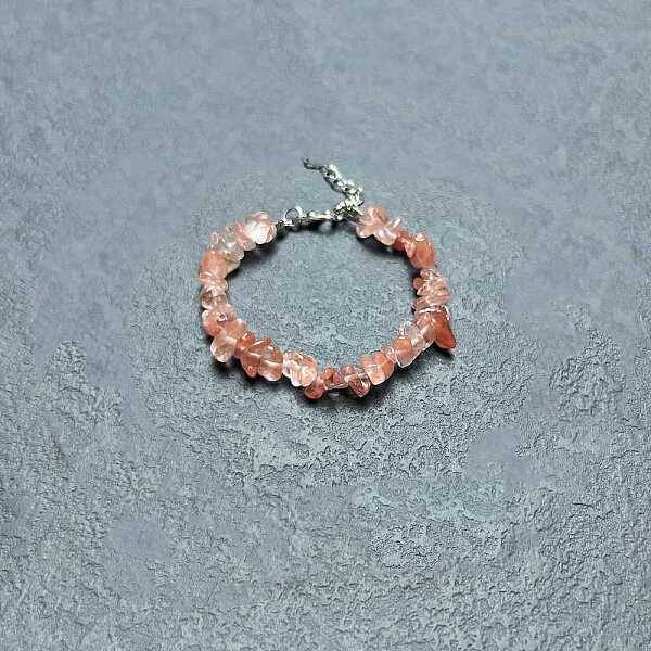 Cherry Quartz Glass Chip Beaded Bracelets for Women