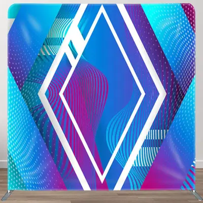 Aperturee Blue Red Astract Dots Rhombus Stripe Photo Backdrop - Aperturee
