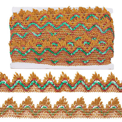 13M Sequin Polyester Wavy Lace Ribbon