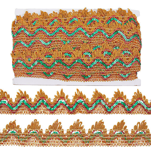 13M Sequin Polyester Wavy Lace Ribbon