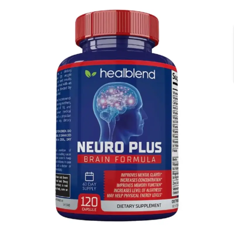 Healblend Neuro Plus – Brain & Memory Support for Men & Women with B12, Ginkgo & Zinc – Boost Focus, Mental Clarity, Mood...