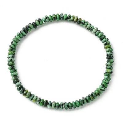 Natural African Turquoise(Jasper) Flat Round Beaded Stretch Bracelets for Women