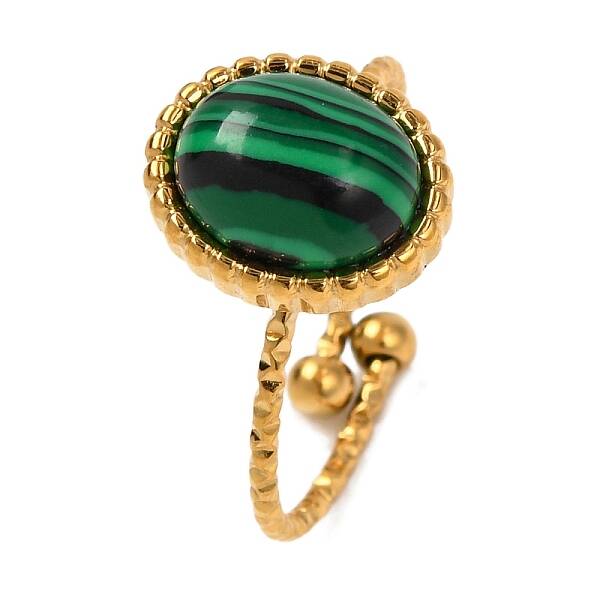 Oval Synthetic Malachite Finger Rings