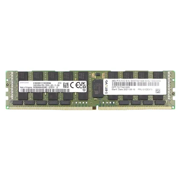 Lenovo 01DE975 | 64GB DDR4-2666MHz PC4-21300 ECC Registered LRDIMM CL19 4Rx4 1.2V 288-Pin Memory Module