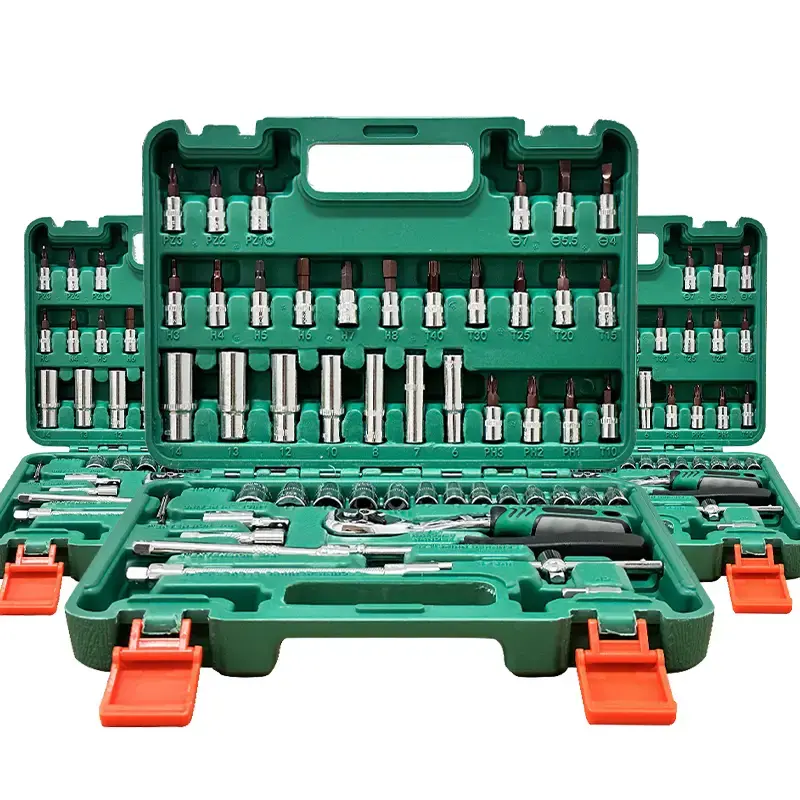 Professional 53 Pieces 1/4 inch Drive Socket Ratchet Wrench Tool Set, with Bit Socket Set Metric and Extension Bar for Auto R...