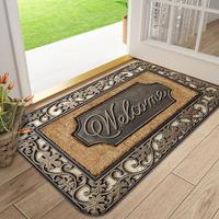 Floral/Marble Pattern Welcome Door Mat, 1 Count Non-slip Soft Floor Mat, Decorative Carpet for Home Living Room Bedroom Bathr...