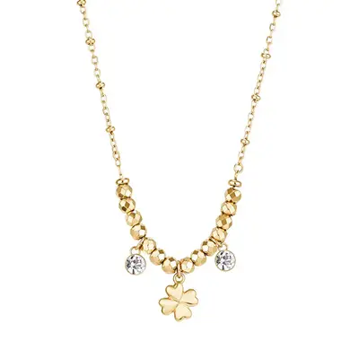 Brosway Collana Moderna Placcata In Oro Con Quadrifoglio Per Il Chakra Della Fortuna Bhkn164