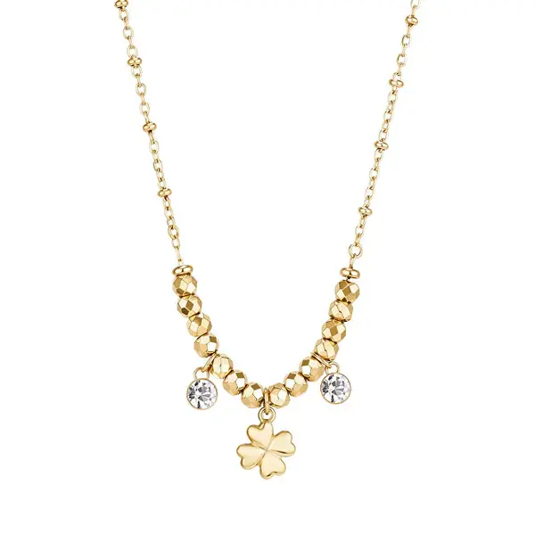 Brosway Collana Moderna Placcata In Oro Con Quadrifoglio Per Il Chakra Della Fortuna Bhkn164