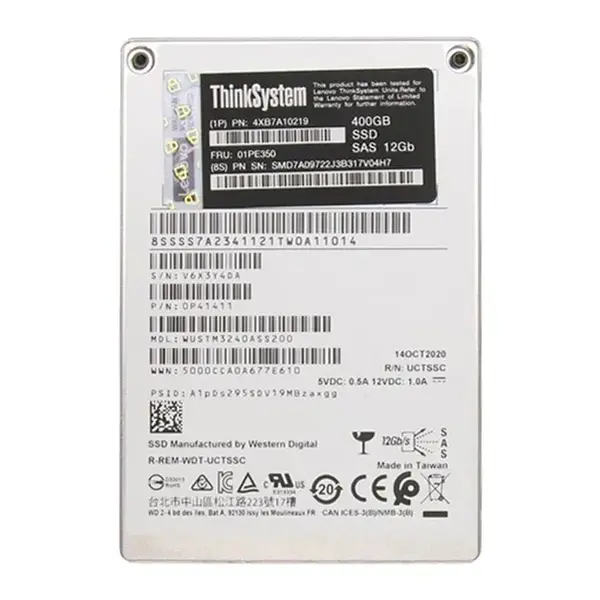 01PE350 Lenovo 400GB SAS 12Gb/s Hot Swappable 2.5-Inch Solid State Drive