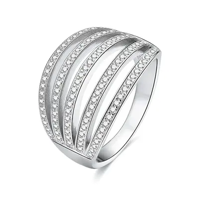 Beneto Silver ring with zirconia AGG338 - Circuit: 60 mm