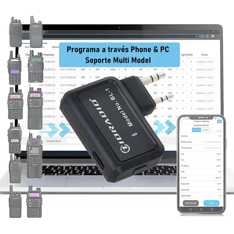 Walkie Talkie Radio Wireless Programmer Compact and Lightweight Phone APP & Computer Fast Programming, Replace Programming Ca...