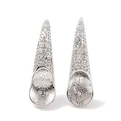 925 Sterling Silver Micro Pave Cubic Zirconia Hoop Earring Settings Findings