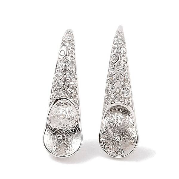 925 Sterling Silver Micro Pave Cubic Zirconia Hoop Earring Settings Findings