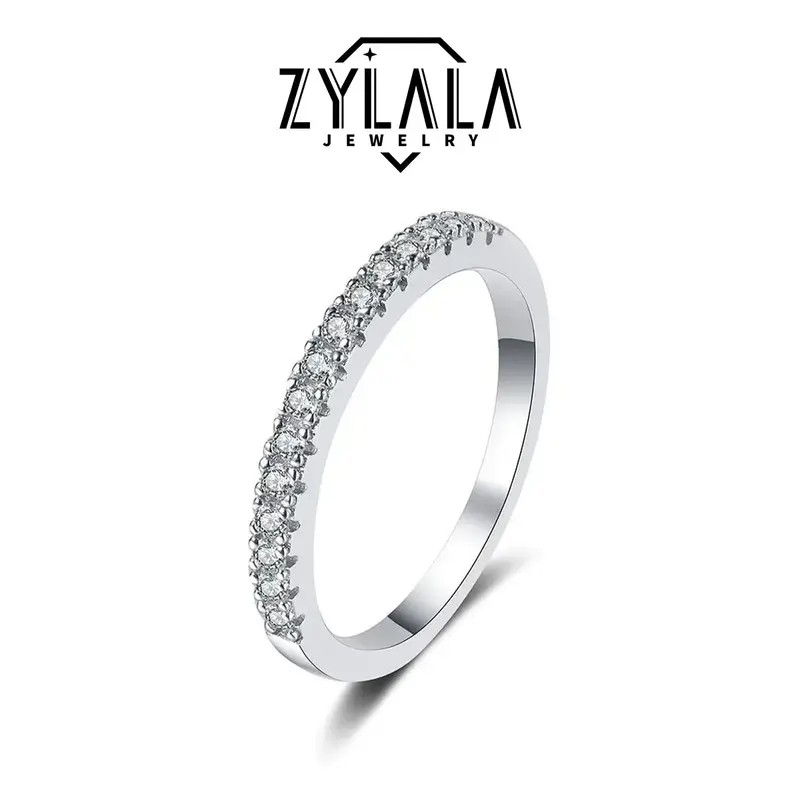 [005] Synthetic Moissanite Eternity Band Simple Style Sterling 925 Silver Ring Birthday Gift Casual Daily Wearing