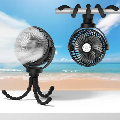 OGERY Portable Fan Battery Powered, Rechargable Personal Fan with LED Light 3-Speed Settings and Flexible Tripods Clip blade ...