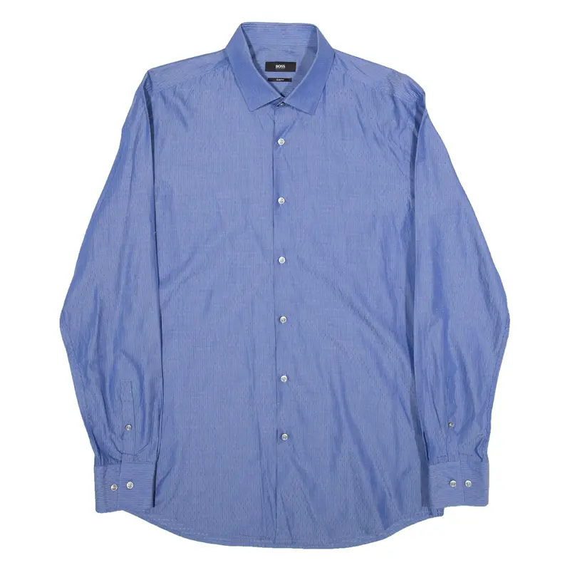 BOSS Slim Fit Mens Shirt Blue Long Sleeve M