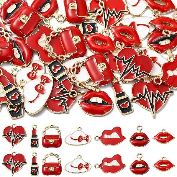 35Pcs 7 Styles Alloy Enamel Pendants