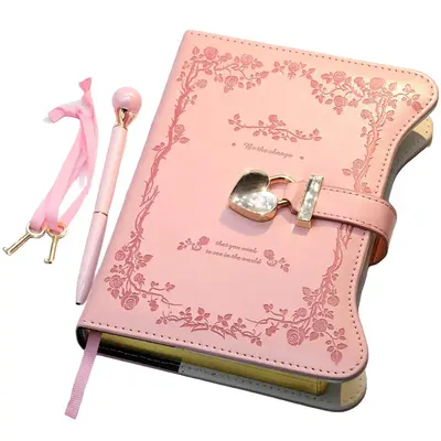 Diary with Lock and Keys for Girls Gift Ideas, 360 Gold Edged Pages Journal for Women, B6 Refillable Notebook for Writing wit...