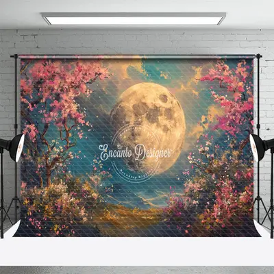 Romantic Pink Moon Blossom Tree Photo Booth Backdrop - Aperturee