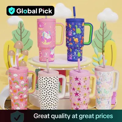【meoky】 24oz Leak-proof Straw Handle Cup with Lid & Handle, 1 Count Portable Non-slip Stainless Steel Thermos Cup with St...