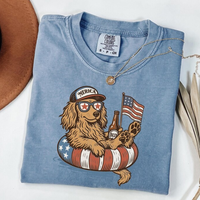 Comfort Colors Funny 4th of July T-Shirt, Longhaired Dachshund4th Of July TShirt, 4th of July Dog Tee, Dog Lover TShirt, Retr...
