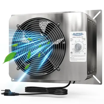AlorAir 780CFM Stainless Steel Crawl Space Fan IP55 Rated Crawl Space Ventilation Fan with Thermostat, Built-In Isolation Net...