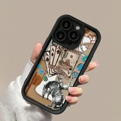 Western Cowboy Theme ​​Phone Case, 1 Count Decorative Phone Protective Cover, Shockproof Phone Cases Compatible with iPh...