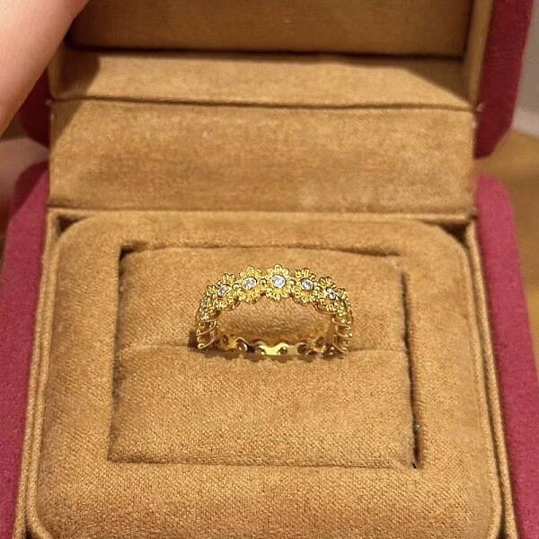 Brass Micro Pave Cubic Zirconia Flower Adjustable Cuff Rings for Women