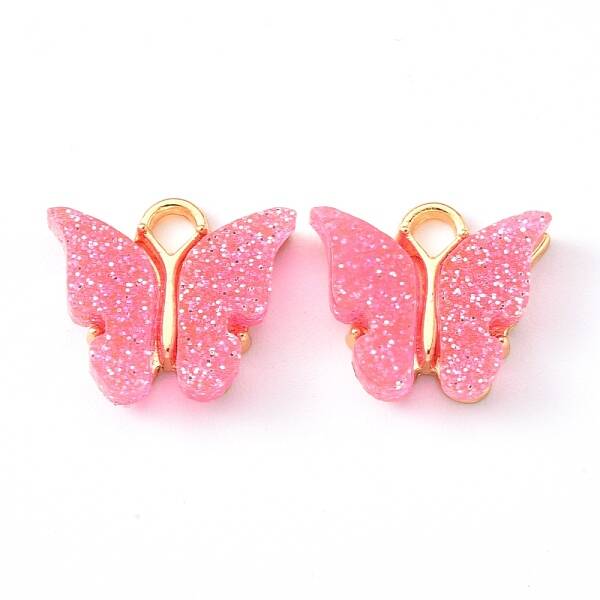 Alloy Enamel Pendants with Glitter Powder and Zinc Alloy Hanging Plating