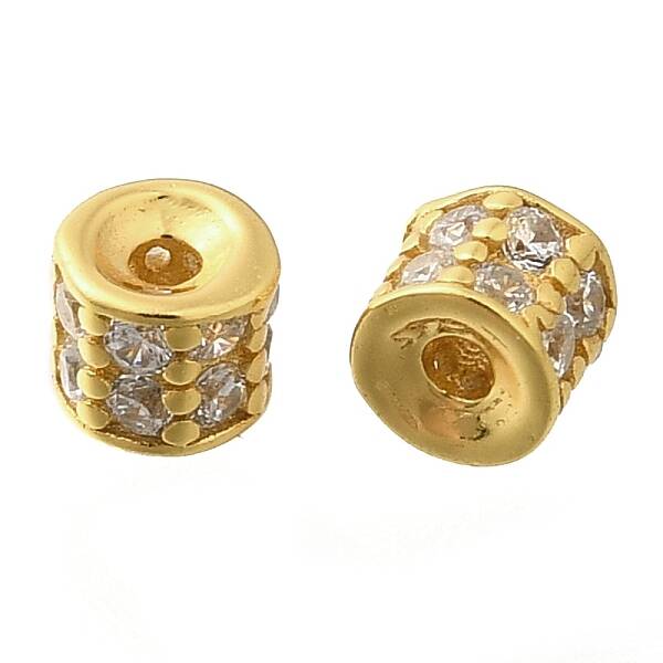 925 Sterling Silver Micro Pave Clear Cubic Zirconia Spacer Beads
